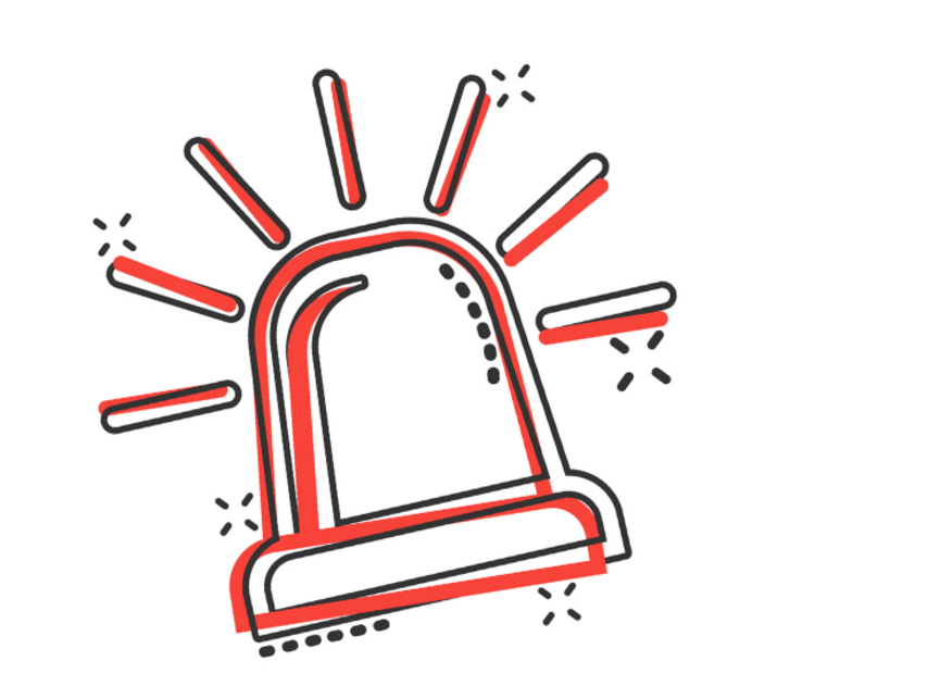 Symbolbild: schlicht illustrierter rot leuchtender Alarm.